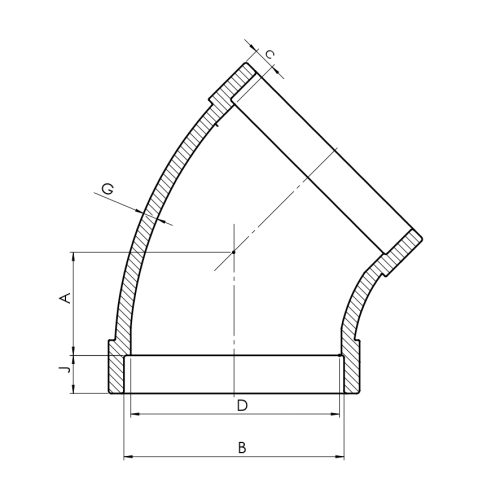 Elbows, socket weld ends, 45° - Drawing