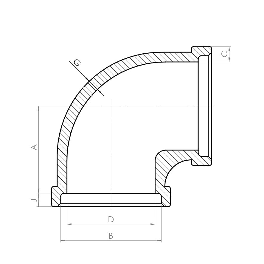 170102-2d Elbows, socket weld ends, 90° - Drawing