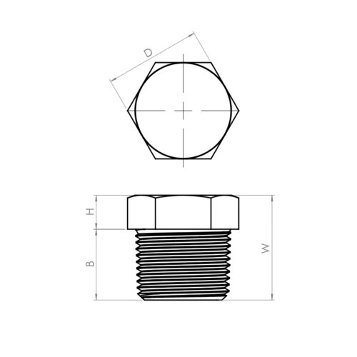 Plugs hexagon, NPT - Drawing