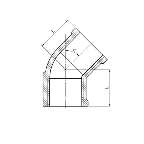 Elbow with wall plate, FF - Drawing