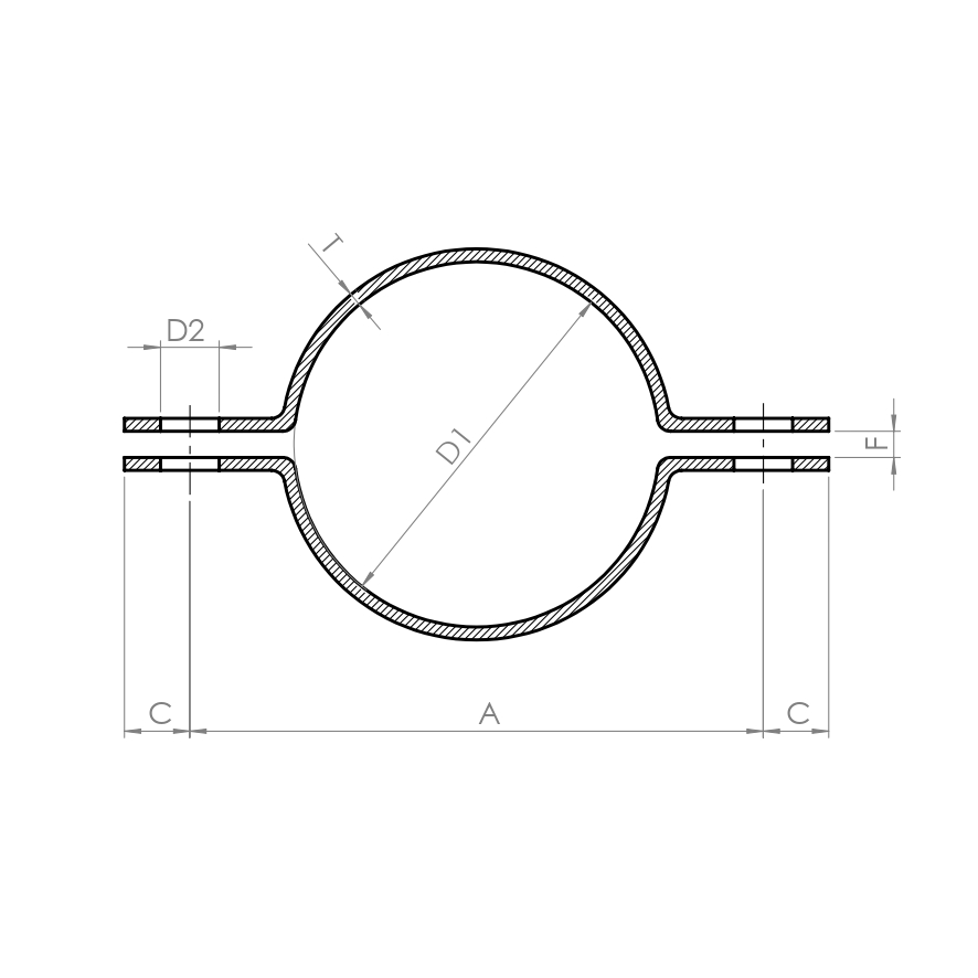 170301-1d Clips, DIN3567 type A (without bolts and nuts) - Drawing