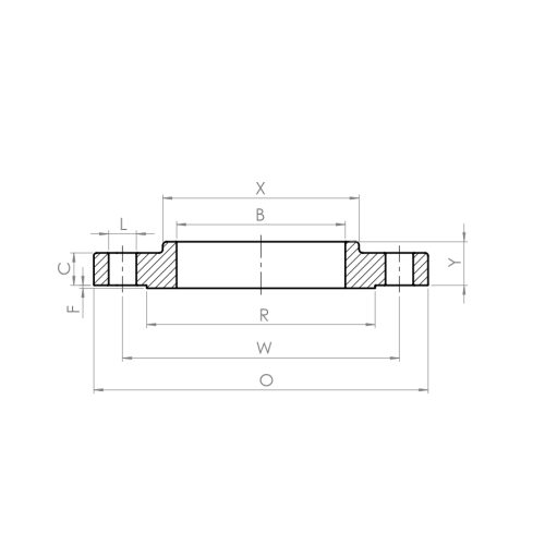 Slip on flange, ASTM - Drawing