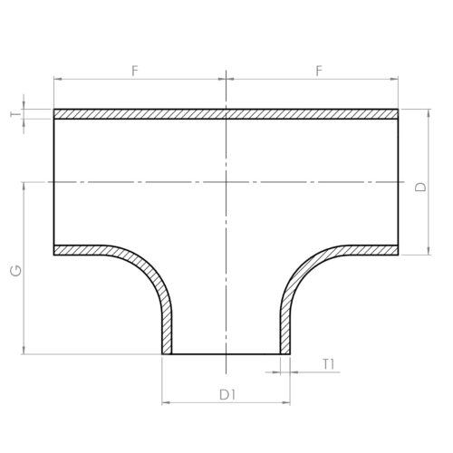 Tee, reducing - Drawing